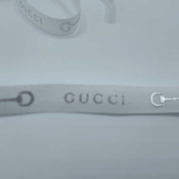 unbranded Other - Gucci White Silver Horsebit Cross-Grain Ribbon .63” Wide 2 Yards Lux Gift Wrap